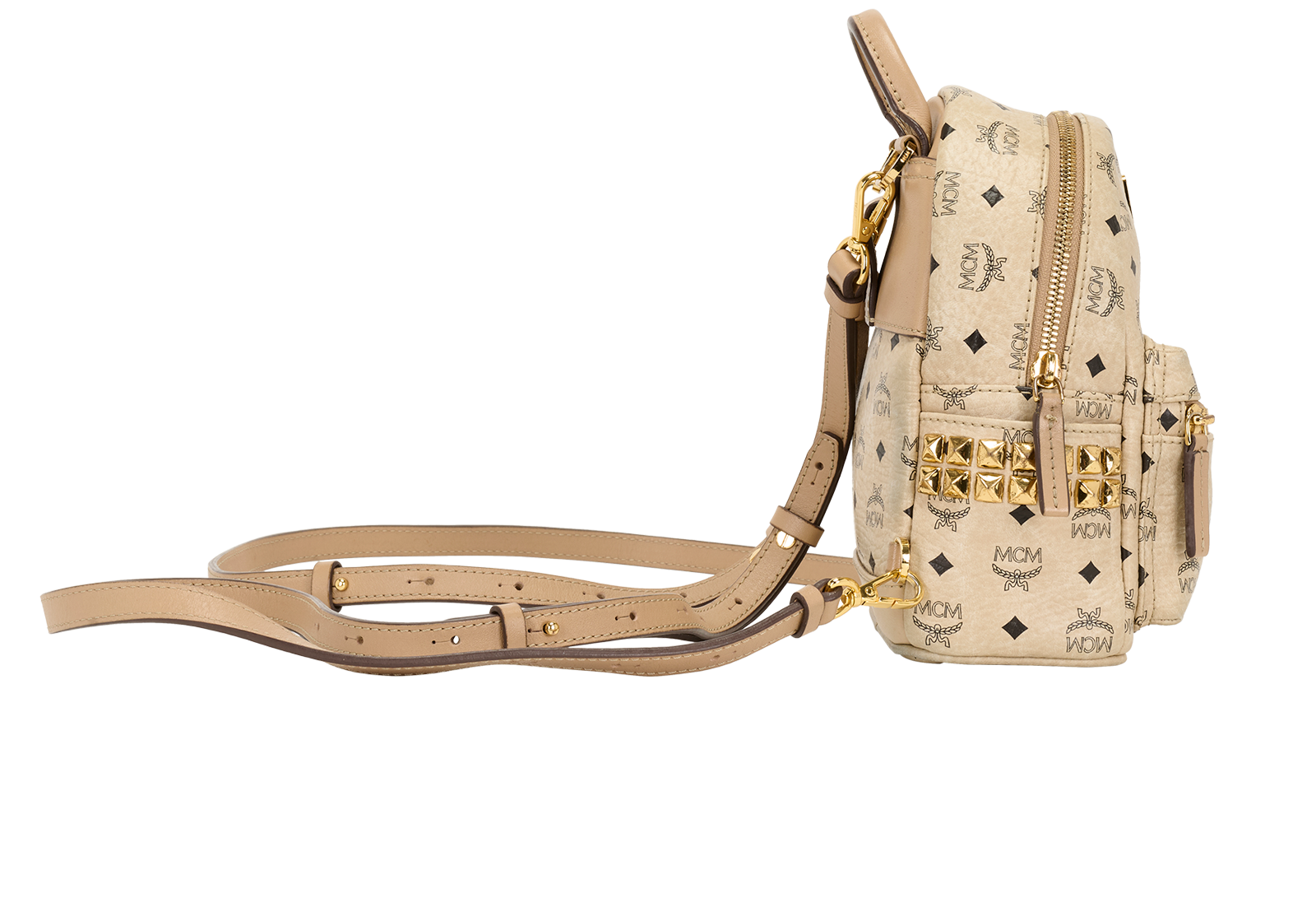 Stark Backpack Xmini, &pound;250, Handbags, Beige, Canvas, Side view